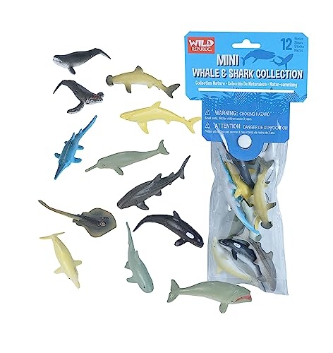 Wild Republic Polybag Mini Wal/Hai, zwölf Tierarten Aus Dem Wal/Hai. Geschenktüte für Kinder, Spielfiguren-Tiere, Toll für die Spielzeug-Sammlung von Wild Republic