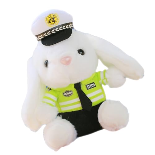 Car Tail Pendant Rabbit Plush - Polyceman Bunny Plushe für Motorrad & Auto Dekoration | Cute Soft Stuffed Tier, Flufy Officer Bunny Doll, Hängende Rearview Mirror Ornament für Auto, Truck, Bikes von WildHarmony