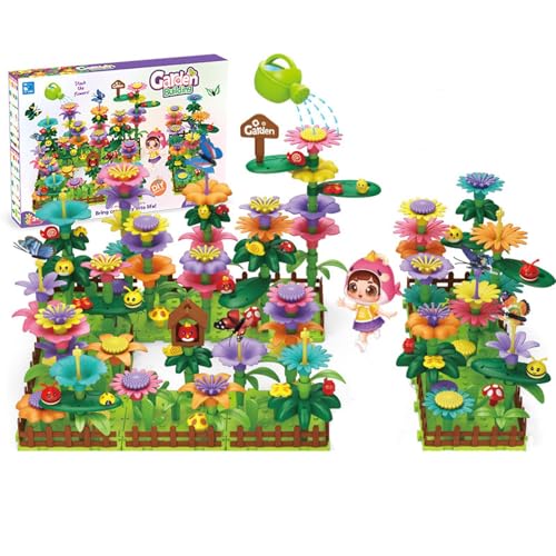 Flower Building Toys for Girls - Educational Preschool Activity Set for Creative Play - Stacking Garden Building Blocks Kit with Interchangeable Flowers, Stems, and Leaves - Fun Learning Toy von WildHarmony