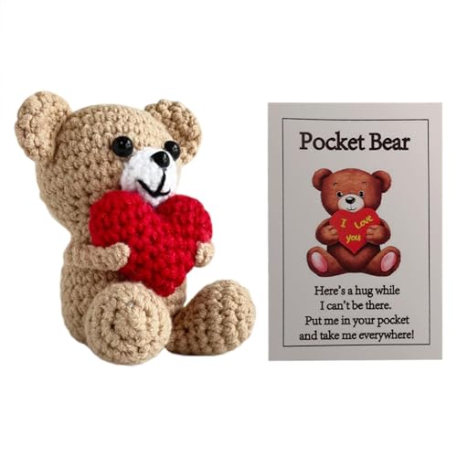 Handgefertigte Häkelbär-Puppe-süßes gestricktes Plüsch-Teddybär-Spielzeug-Weichgefüllt Amigurumi-Tier mit Herz-entzückender meni-Plushie für Kleinkinder, Kinder, jungan und Mädchen-Taschengröße Handgefertigte Häkelbär-Puppe-süßes gestricktes Plüsch-Teddybär-Spielzeug-Weichgefüllt Amigurumi-Tier mit Herz-entzückender meni-Plushie für Kleinkinder, Kinder, jungan und Mädchen-Taschengröße von WildHarmony