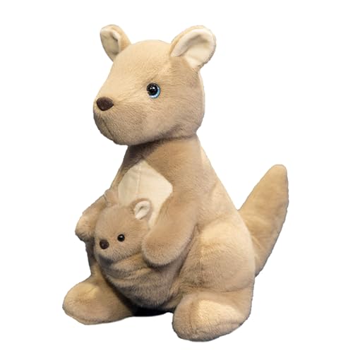 Kuscheltiere Kissen - Süßes Känguru Plüschspielzeug Mit Joey In Front Pocket | 9 "flauschig Gefülltes Tier Für Kinder, Gemütlicher Schlafenszeit Buddy, Bildungswildplüsch Für Geben, Kindertagesstätten von WildHarmony