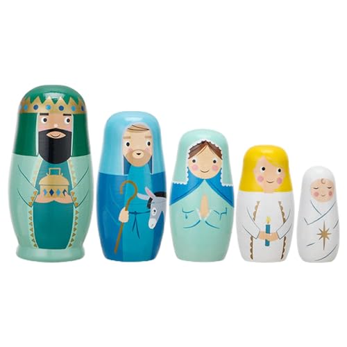 Russian Nesting Dolls, 5Pcs Wooden matryushka Stacking Set, Handcrafted Jesus Themed Collectible Figurines, Traditional Art Toy for Kids, Unique Cultural Gift, Decorative Home Ornament, Birthday von WildHarmony