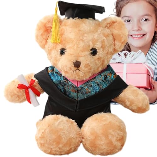 WildHarmony Abschlussbär, Abschlussbär Plüsch - Sammlerpuppe Soft Throw Pillow,Graduation Bear Plüschpuppe mit Kleidung und Naptime Stofftier für eine Freundin Home School Party von WildHarmony
