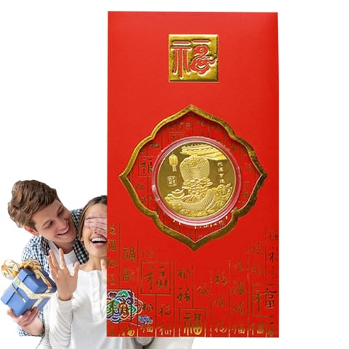 WildHarmony Jahr der Schlangenmünze, Schlangenmünze zum chinesischen Neujahr | Chinesische Sammlermünze Schlangenmünze | Chinesische Neujahrs-Schlangenmünze mit rotem Paket für Kinder, Erwachsene, von WildHarmony