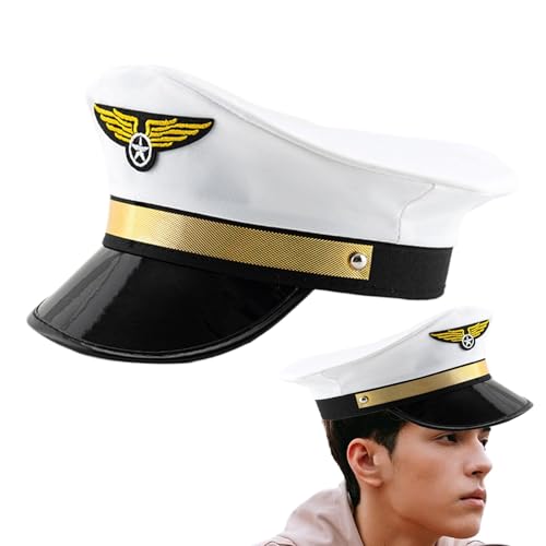 WildHarmony Kapitänsmützen für Männer, Kapitän Pilotenhut - Halloween-Kostüm, Hüte der Fluggesellschaft des Kapitäns der Marine, verstellbar, für Männer WildHarmony Kapitänsmützen für Männer, Kapitän Pilotenhut - Halloween-Kostüm, Hüte der Fluggesellschaft des Kapitäns der Marine, verstellbar, für Männer von WildHarmony
