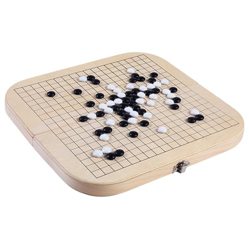 Wooden Go Game Set – Foldable Travel Board Game with Storage, Japanese Classic Go Chess Puzzle for Kids, Adults, Educational Thinking Toy with Black White Pieces, Strategic Family Entertainment Gift von WildHarmony