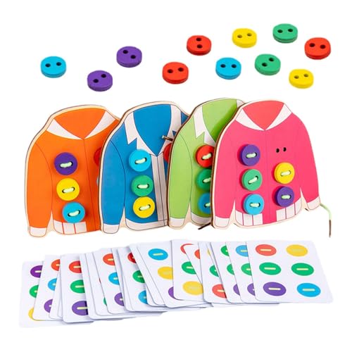 Wooden Lacing Toy - Button And Dress Up Skill Board, Hand-Eye Coordination Game | Early Learning Toy For Children Ages 3-5, dy Lace Training For todlers, Interactive Puzzle For Dexterity And focas von WildHarmony