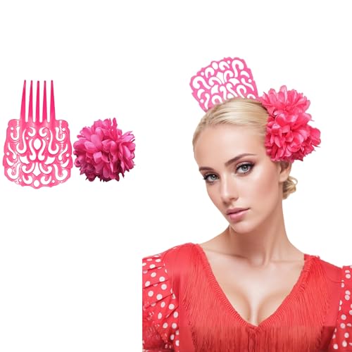 Großer Flamenco-Haarkamm für Damen, Blumen-Haarklammern, 2 Stück, Party-Zubehör für Sevillana und Messe Andalusia, Flamenco-Kostüm, Rosa, Größe L Großer Flamenco-Haarkamm für Damen, Blumen-Haarklammern, 2 Stück, Party-Zubehör für Sevillana und Messe Andalusia, Flamenco-Kostüm, Rosa, Größe L von Wildarms