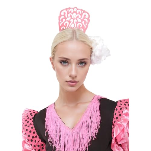 Großer Flamenco-Haarkamm für Damen, Blumen-Haarklammern, 2 Stück, Party-Zubehör für Sevillana und Messe Andalusia, Flamenco-Kostüm, Rosa, Weiß, Größe L Großer Flamenco-Haarkamm für Damen, Blumen-Haarklammern, 2 Stück, Party-Zubehör für Sevillana und Messe Andalusia, Flamenco-Kostüm, Rosa, Weiß, Größe L von Wildarms