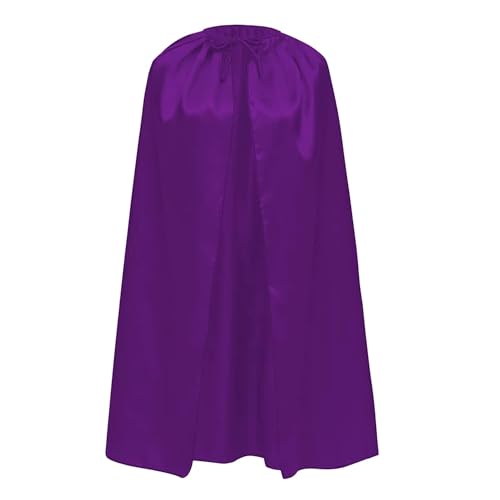 Satin-Kostüm für Kinder und Erwachsene, 90 cm, Superhelden-Umhang, Halloween, Cosplay, Karneval, mit verstellbarem Band, Uni (lila) von Wildarms