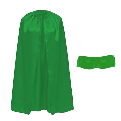 Satin-Kostüm mit Augenmaske, für Kinder und Erwachsene, 90 cm, Superhelden-Umhang mit Maske, Halloween, Cosplay, Karneval, mit verstellbarem Band, Uni, Grün Satin-Kostüm mit Augenmaske, für Kinder und Erwachsene, 90 cm, Superhelden-Umhang mit Maske, Halloween, Cosplay, Karneval, mit verstellbarem Band, Uni, Grün von Wildarms