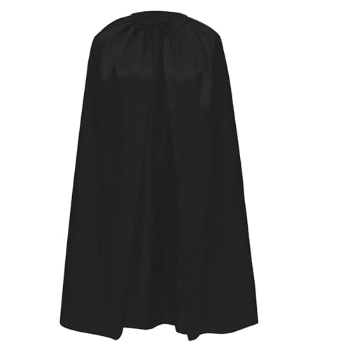 Satin-Umhang für Kinder und Erwachsene, 90 cm, Superhelden-Umhang, Halloween, Cosplay, Karneval, mit verstellbarem Band, Uni (schwarz) von Wildarms
