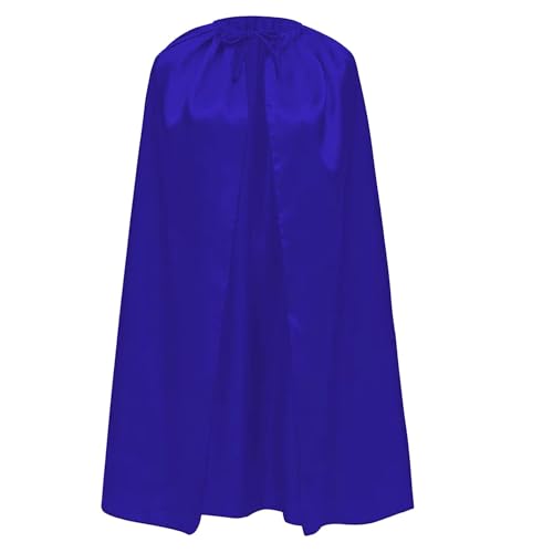 Umhang aus Satin, für Kinder und Erwachsene, 140 cm, Superheldenumhang, Halloween, Cosplay, Karneval, mit verstellbarem Band, Uni (blau) von Wildarms