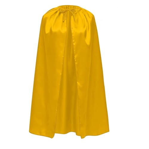 Umhang aus Satin, für Kinder und Erwachsene, 90 cm, Superhelden-Umhang, Halloween, Cosplay, Karneval, mit verstellbarem Band, Uni (gelb) von Wildarms