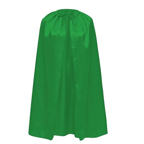 Umhang aus Satin, für Kinder und Erwachsene, 90 cm, Superheldenumhang, Halloween, Cosplay, Karneval, mit verstellbarem Band, Uni (grün) von Wildarms