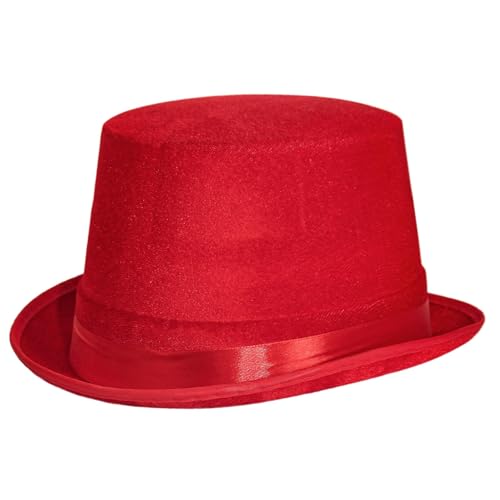 Wildarms Magician Bowlerhut aus Satinfilz, rundes Design mit Satinband, für Erwachsene und Kinder, Rot Wildarms Magician Bowlerhut aus Satinfilz, rundes Design mit Satinband, für Erwachsene und Kinder, Rot von Wildarms