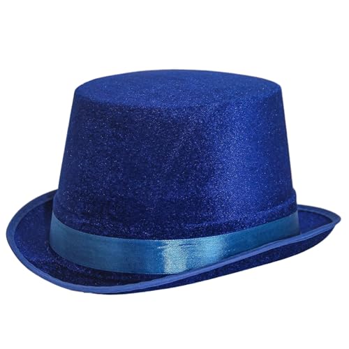 Wildarms Magician Bowlerhut aus Satinfilz, rundes Design mit Satinband (Erwachsenen- und Kindermodelle) (blau) von Wildarms