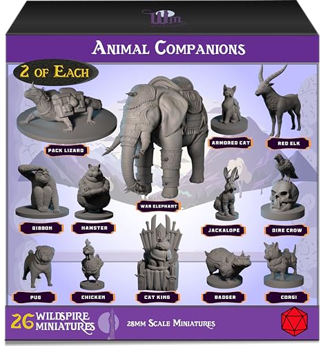 Wildspire 26 Tier-Minis für DND-Miniaturen, 28 mm, unbemalte Dungeons and Dragons, Miniaturen I für D&D-Miniaturen & DND-Minis Fantasy RPG, für DND-Figuren und Tisch-Miniaturen, Kampagneneinstellung Wildspire 26 Tier-Minis für DND-Miniaturen, 28 mm, unbemalte Dungeons and Dragons, Miniaturen I für D&D-Miniaturen & DND-Minis Fantasy RPG, für DND-Figuren und Tisch-Miniaturen, Kampagneneinstellung von Wildspire