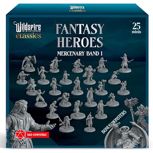 Wildspire Classic Heroes Set 1-25 Helden und Spieler-Charakter-PC-Miniaturen für DND-Minis von Wildspire