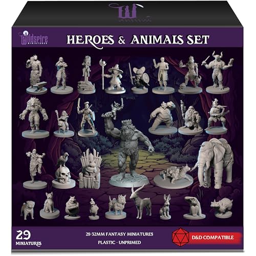 Wildspire Heroes, Animal Companions & Troll King for DND Miniatures Bulk 28mm DND Minis Dungeons and Dragons D&D Miniatures Dungeons and Dragons Unpainted Figures for Tabletop von Wildspire