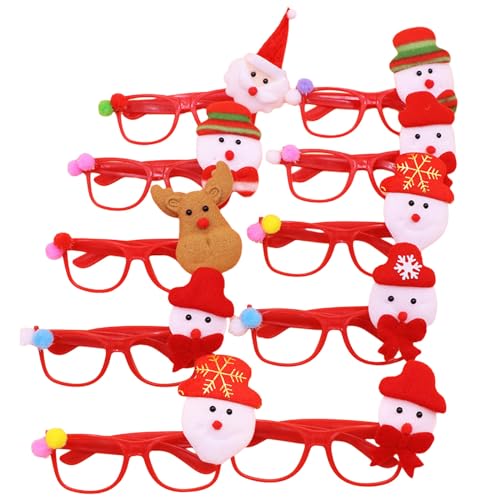 Wilgure 10 x Weihnachtsfeierbrillen, LED-Licht, Weihnachtsmann-Brille, Rahmen, Brillen, Foto-Requisiten, Weihnachtsdekoration, Neujahrsgeschenk, Weihnachtsbrille von Wilgure