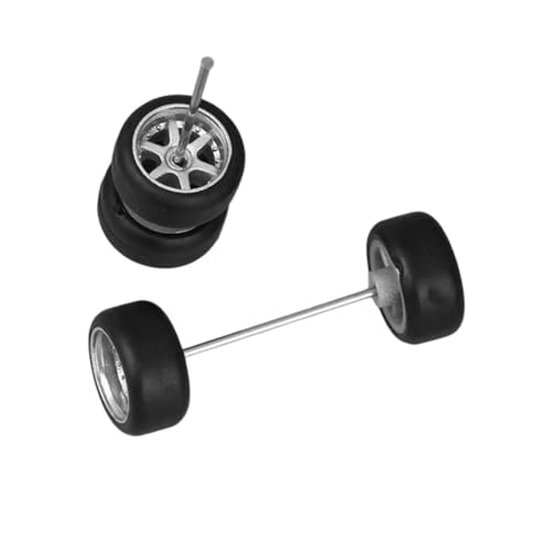 Wilgure 4pcs Gummi Reifen Stempel Auto Ersatzreifen Und Achsenstäbe Für 1/64 Fernbedienungssteuermodelle Gummi Reifenmodell Autoräder von Wilgure