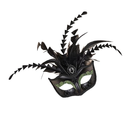 Wilgure Federed Half Face Mit Strasssteinen Für Maskeraden Halloween Cosplay & Prom Accessoires Venezianer Maske Frauen Für Maskeraden von Wilgure