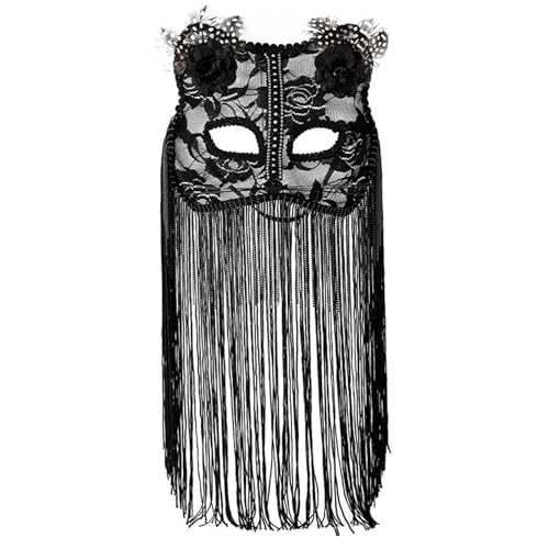 Wilgure Maskeraden Mas K Lace Foxes Katzen Halb Gesichtsmaske Mit Floralen Quasten & Schleier Für Halloween Cosplay Party Frauen Halloween Maskeraden Maske von Wilgure