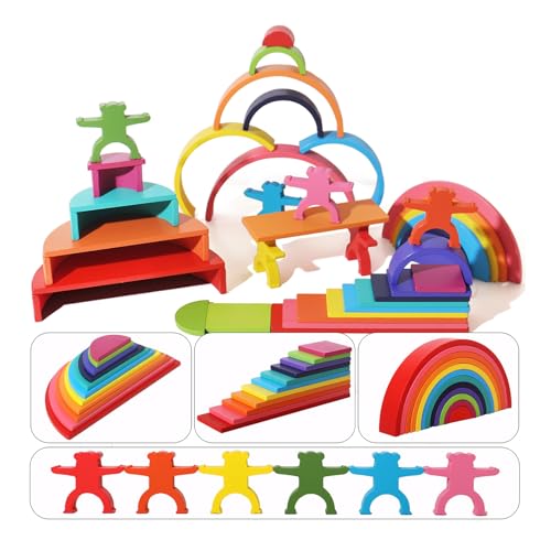 Wilitto Regenbogen-Stapelbaustein-Set, Regenbogen-Baustein-Spielzeug, Kleinkinder, buntes Holzblock-Stapelspiel, Vorschulkinder, Früherziehung, Block-Spielzeug, Montessori-Spielzeug für Kinder 1 Satz Wilitto Regenbogen-Stapelbaustein-Set, Regenbogen-Baustein-Spielzeug, Kleinkinder, buntes Holzblock-Stapelspiel, Vorschulkinder, Früherziehung, Block-Spielzeug, Montessori-Spielzeug für Kinder 1 Satz von Wilitto