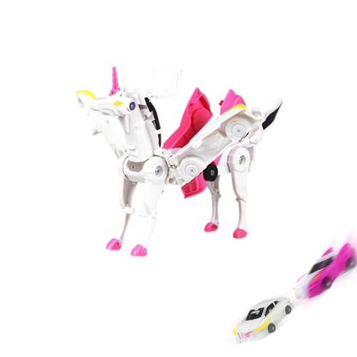 Will Like 2 Stück Einhorn Roboter, Transformierendes Auto Roboter Spielzeug, Unicorn Cars Spielzeug, Kollision Deformation Kombinierter, Unicorn Roboters Spielzeugs, Flying Horse Toy Car (rosa) von Will Like