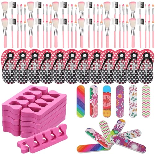 12 Sets Spa-Übernachtungs-Partyzubehör für Mädchen, Partyzubehör für Kinder, inklusive 12 Nagelknipser-Set, 12 Make-up-Pinsel, 12 rosarote Zehentrenner, 12 Nagelfeilen für Mädchen, Spa-Party, 12 Sets Spa-Übernachtungs-Partyzubehör für Mädchen, Partyzubehör für Kinder, inklusive 12 Nagelknipser-Set, 12 Make-up-Pinsel, 12 rosarote Zehentrenner, 12 Nagelfeilen für Mädchen, Spa-Party, von Willinglong