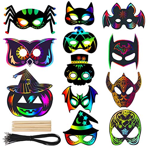 18 pcs Halloween Kratzbilder, Magische Bunte Regenbogen-Scratch-Papierkarte Scratch Crafts Kinder Set mit Bändern Kratzstift Scratch Art zum Basteln für Allerheiligenfest Party Deko DIY Handwerk 18 pcs Halloween Kratzbilder, Magische Bunte Regenbogen-Scratch-Papierkarte Scratch Crafts Kinder Set mit Bändern Kratzstift Scratch Art zum Basteln für Allerheiligenfest Party Deko DIY Handwerk von Willingood