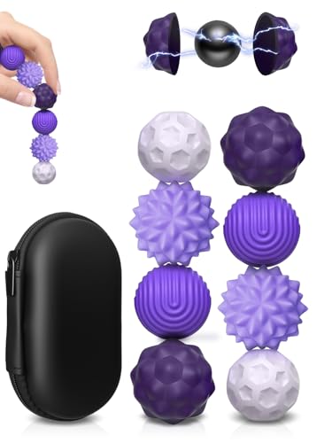 Silikon Magnetkugeln Fidget Toys, 8 Stück Magnetische Kugeln Sensorik Spielzeug, Tragbares Anti-Stress Spiel Ball, Stimming Sensory Toy für Kinder und Erwachsen (Lila) von Willingood