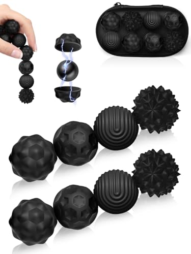 Silikon Magnetkugeln Fidget Toys, 8 Stück Magnetische Kugeln Sensorik Spielzeug, Tragbares Anti-Stress Spiel Ball, Stimming Sensory Toy für Kinder und Erwachsen (Schwarz) von Willingood