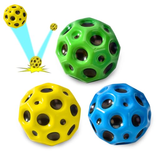 Willingood Astro Jump Ball, 3-St Space Moon Ball, Mini Jump Ball, Super High Bouncing Lightweight Springen Ball, Hüpfbälle, Bouncy Balls, Interaktives Spielzeug zum Stressabbau von Willingood