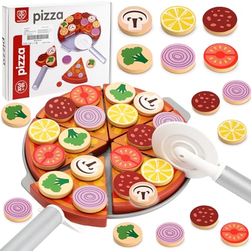 Williyatt Pizza Kinderküche Zubehör Holz, Pizza Spielzeug mit Pizzaschneider, Spachtel, Platte, Spielküche Zubehör, Küchenzubehör Kinder, Spielküche Zubehör Holz, Lernspielzeug Williyatt Pizza Kinderküche Zubehör Holz, Pizza Spielzeug mit Pizzaschneider, Spachtel, Platte, Spielküche Zubehör, Küchenzubehör Kinder, Spielküche Zubehör Holz, Lernspielzeug von Williyatt