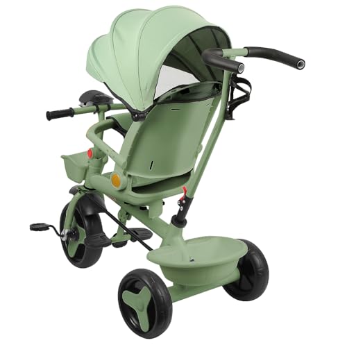 Kinderdreirad, mitwachsend, Dreirad 5-in-1 – Licht und Musik, umhüllender Sitz, Sitz und Neigung, Kinderwagen mit 4 Rädern, abnehmbarer Geländer, Getränkehalter, Grün Kinderdreirad, mitwachsend, Dreirad 5-in-1 – Licht und Musik, umhüllender Sitz, Sitz und Neigung, Kinderwagen mit 4 Rädern, abnehmbarer Geländer, Getränkehalter, Grün von Willonin