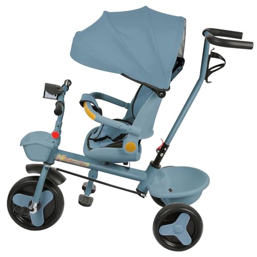 Kinderdreirad, mitwachsend, Dreirad 5-in-1 – Licht und Musik, umhüllender Sitz, Sitz und Neigung, Kinderwagen mit 4 Rädern, abnehmbarer Geländer, Getränkehalter, blau Kinderdreirad, mitwachsend, Dreirad 5-in-1 – Licht und Musik, umhüllender Sitz, Sitz und Neigung, Kinderwagen mit 4 Rädern, abnehmbarer Geländer, Getränkehalter, blau von Willonin