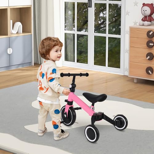 Laufraddreirad, 2-in-1, Dreirad von 1 bis 4 Jahren, Dreirad für Kinder, Fahrrad für Kinder, Laufrad, Lenker, Fußstütze, faltbar, B, Rosa Laufraddreirad, 2-in-1, Dreirad von 1 bis 4 Jahren, Dreirad für Kinder, Fahrrad für Kinder, Laufrad, Lenker, Fußstütze, faltbar, B, Rosa von Willonin