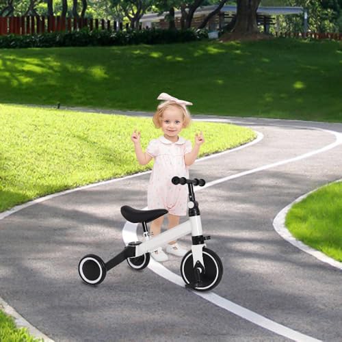 Laufraddreirad, 2-in-1, Dreirad von 1 bis 4 Jahren, Dreirad für Kinder, Fahrrad für Kinder, Laufrad, Lenker, Fußstütze, faltbar, B, Weiß Laufraddreirad, 2-in-1, Dreirad von 1 bis 4 Jahren, Dreirad für Kinder, Fahrrad für Kinder, Laufrad, Lenker, Fußstütze, faltbar, B, Weiß von Willonin