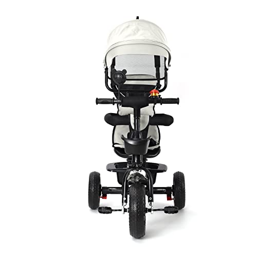 Willonin Baby-Dreirad, mitwachsend, 4-in-1, skalierbares Baby-Dreirad mit verstellbarem Schiebegriff, Gehstock, Glocke und Spiegel, Sicherheitsgeschirr von 9 Monaten bis 5 Jahren (Hellgrau) von Willonin