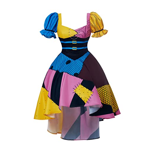 Willyacos Tim Burton Sally Kostüm Kleid Sassy Sally Kostüm Damen Erwachsene Übergröße (mehrfarbig, L) von Willyacos