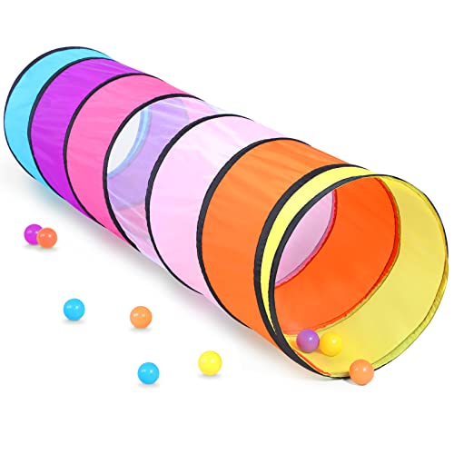 Kinder-Spieltunnel für Kleinkinder, 1,8 m großes Pop-Up-Kriechtunnel-Spielzelt für Babys, Kleinkinder oder Hunde mit 2 Netzseiten (Klassischer Krabbeltunnel) von Wilwolfer