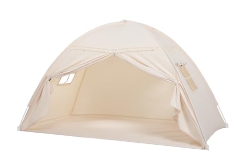 Kleinkind-Spielzelt mit Baldachin: Sternenlichter & Fähnchen – Indoor-Tipi als Spielhaus | Tragbares & faltbares - kinderzimmer in | Privater Rückzugsraum für Jungen & Mädchen von Wilwolfer