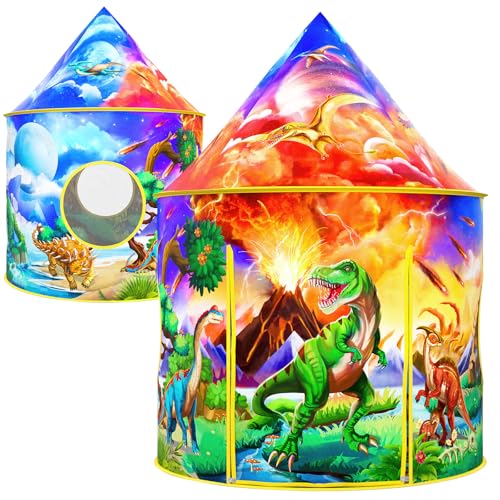 Wilwolfer Dinosaurier-Entdeckungs-Spielzelt, großes Pop-Up-Kinderzelt für drinnen und draußen, pädagogisches Dino-Abenteuer für Jungen und Mädchen (3-12 Jahre) von Wilwolfer