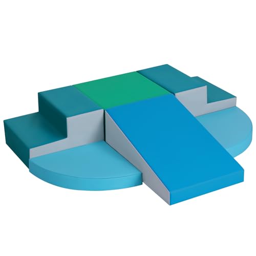 Schaumstoff Bausteine Kinder Klettern Indoor: 6 Softbausteine Riesenbausteine Spielbausteine - Weiche Bausteine Baby Montessori Großbausteine Kletterspielzeug Outdoor Doppelte Treppe-Set von Wilwolfer