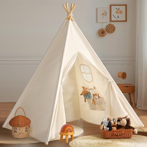 Tipi Zelt für Kinder,Tippi Kinderzelt & Aufbewahrungstasche, Segeltuch Kinderzelt, Spielhaus Kinder für Drinnen und Draussen Tipi Zelt für Kinder,Tippi Kinderzelt & Aufbewahrungstasche, Segeltuch Kinderzelt, Spielhaus Kinder für Drinnen und Draussen von Wilwolfer