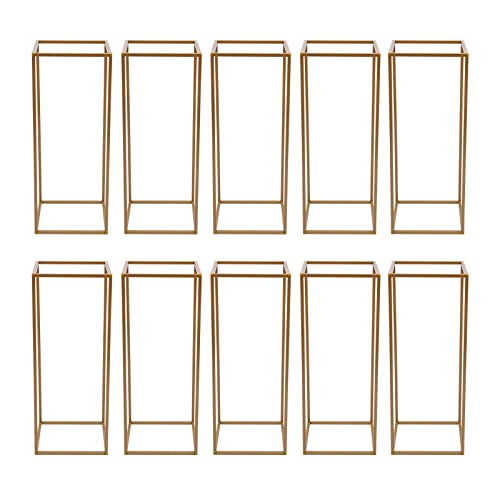 WindWilder 10x 60cm/80cm Gold Blumenständer Hochzeit Mittelstücke Vase Säule Blume Stand Hochzeit Dekorationen Geometrische Blume Display Rack Dekorationen (24x24x60cm) von WindWilder