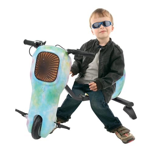 WindWilder Kinder Elektro Driftscooter 250W Drift Cart 3 Gänge Speed 10-20km/h Drift Scooter Kinder Elektro Roller mit LED Light - Verstellbarer Sitz Drift Trike bis 100kg/220lbs (EIS-Feuer) von WindWilder