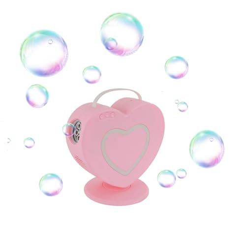 WindWilder Seifenblasenmaschine mit Fernbedienung und 500ml Wassertank, 90° & 360° Drehung Seifenblasen Maschine für Kinder Hochzeit Party (Rosa) von WindWilder